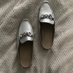 DONALD PLINER Silver Leather Bless Mule Shoes - 7.5 NEW
